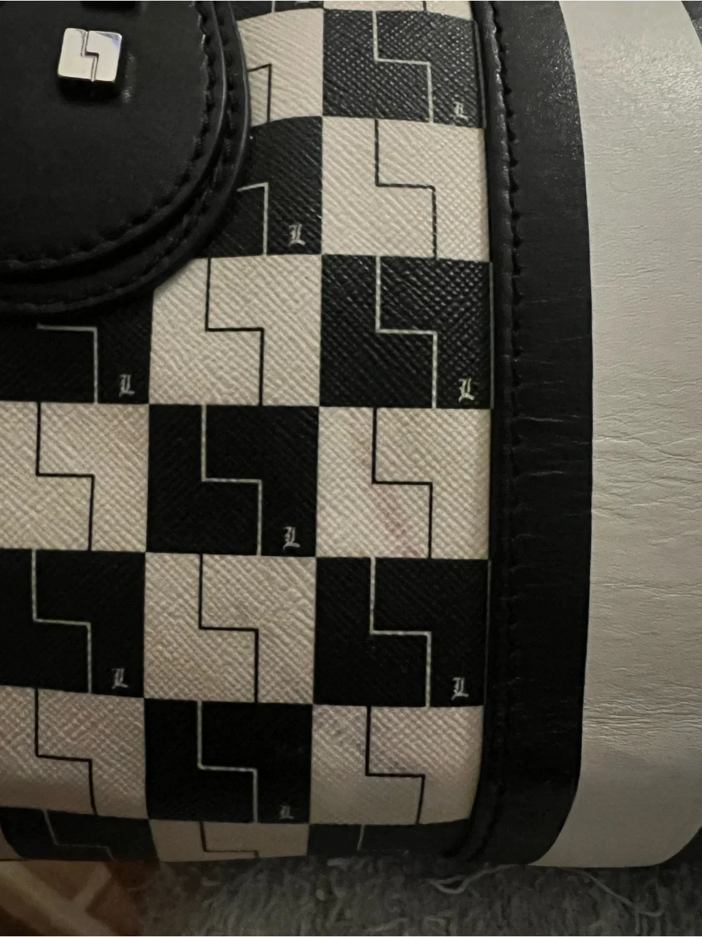 L.A.M.B Satchel Black & White Geometric Satchel Handbag- Rare hard to find